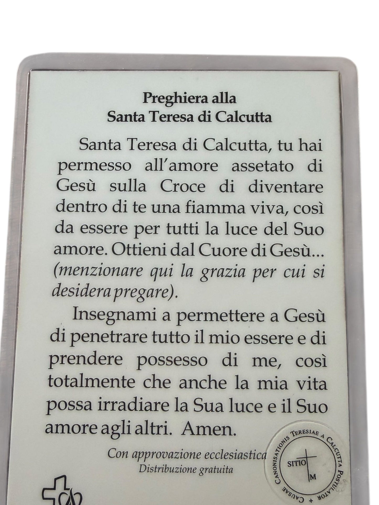 Saint St. Mother Theresa Of Calcutta 2d Class Relic - Holy Card Madre Teresa | Catholically