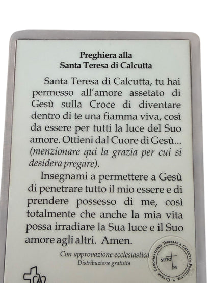 Saint St. Mother Theresa Of Calcutta 2d Class Relic - Holy Card Madre Teresa | Catholically