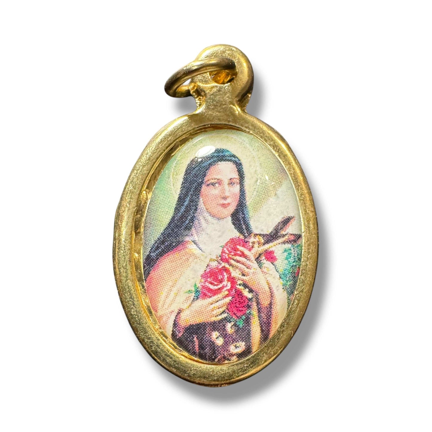 Saint Thérèse of Lisieux Oval Medal – Gold-Tone Catholic Pendant | Catholically