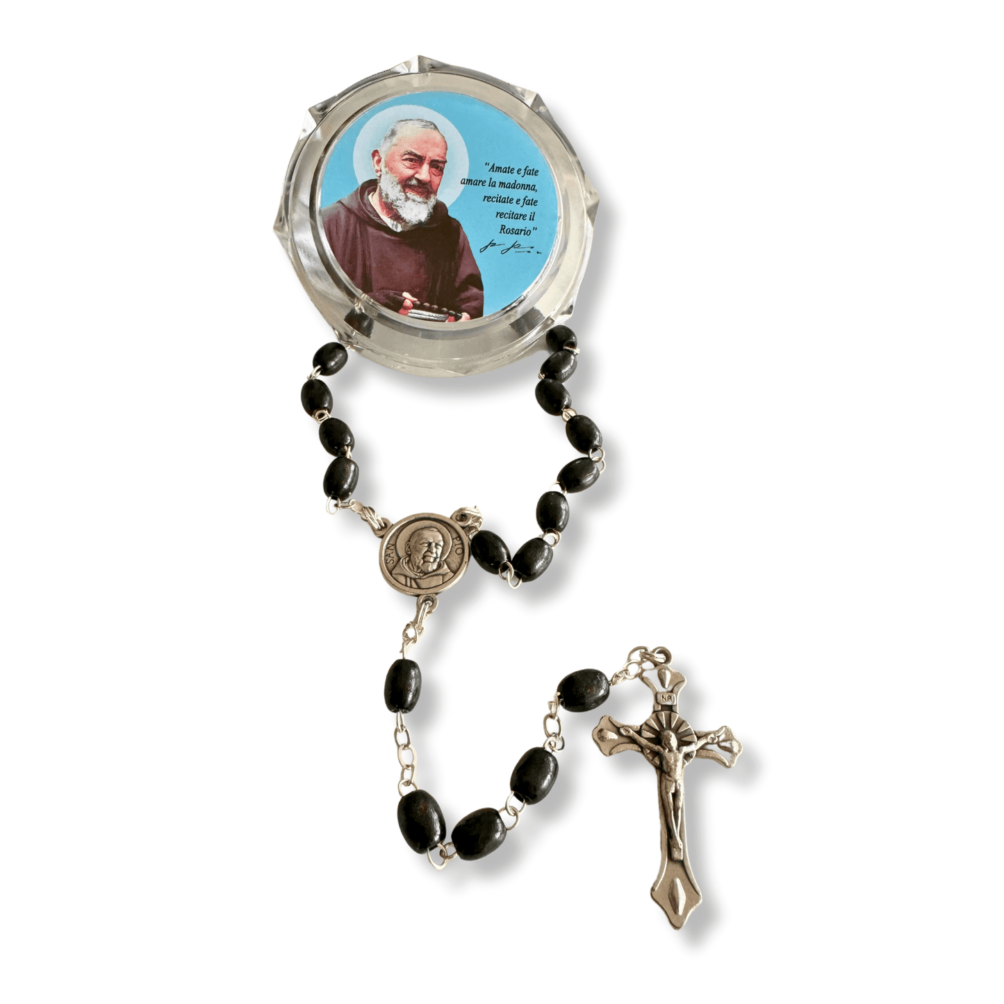 Saint Padre Pio Rosary with 2nd Class Relic - St. Father Pio ex-indumentis | Catholically