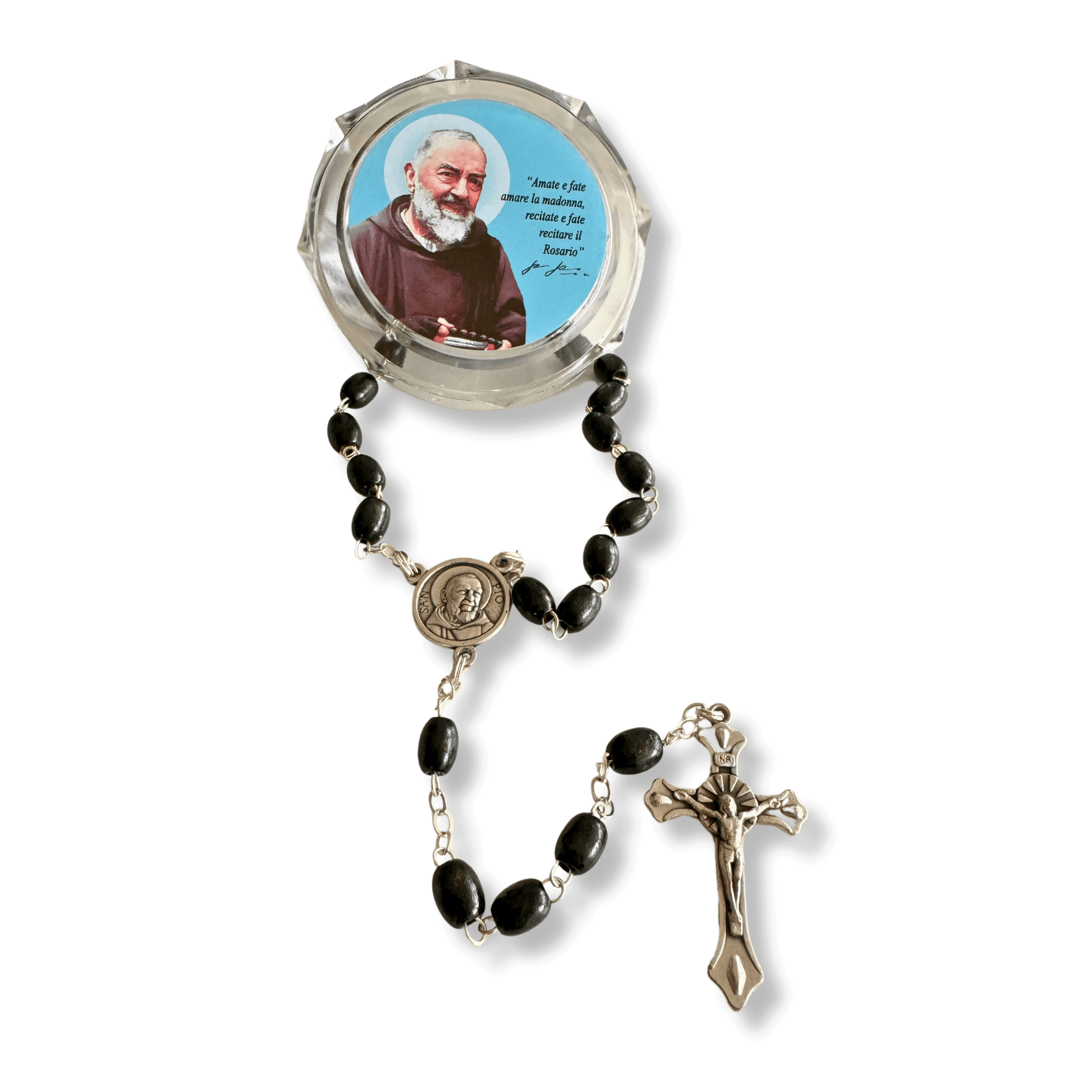 Saint Padre Pio Rosary with 2nd Class Relic - St. Father Pio ex-indumentis | Catholically