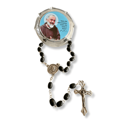 Saint Padre Pio Rosary with 2nd Class Relic - St. Father Pio ex-indumentis | Catholically