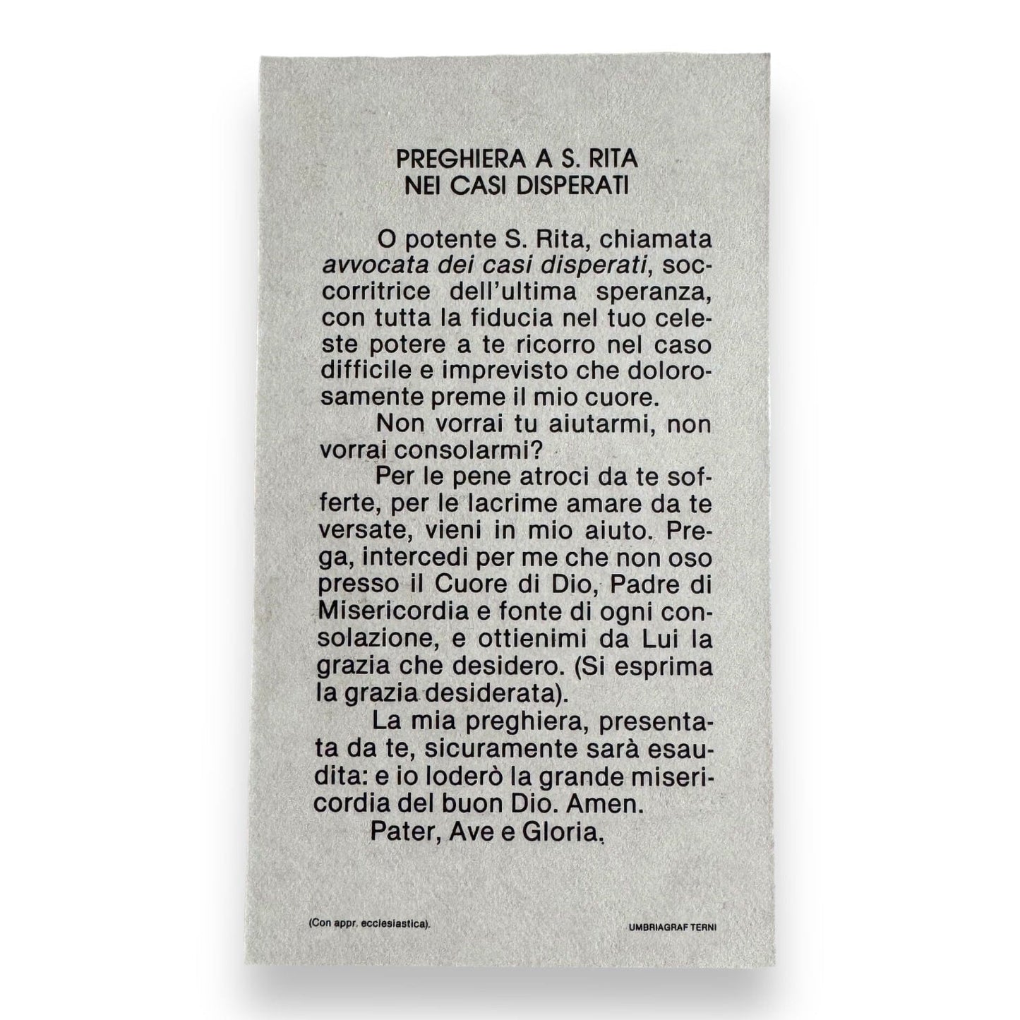 Santa Rita Relic Prayer Card - For Desperate Cases | Catholically