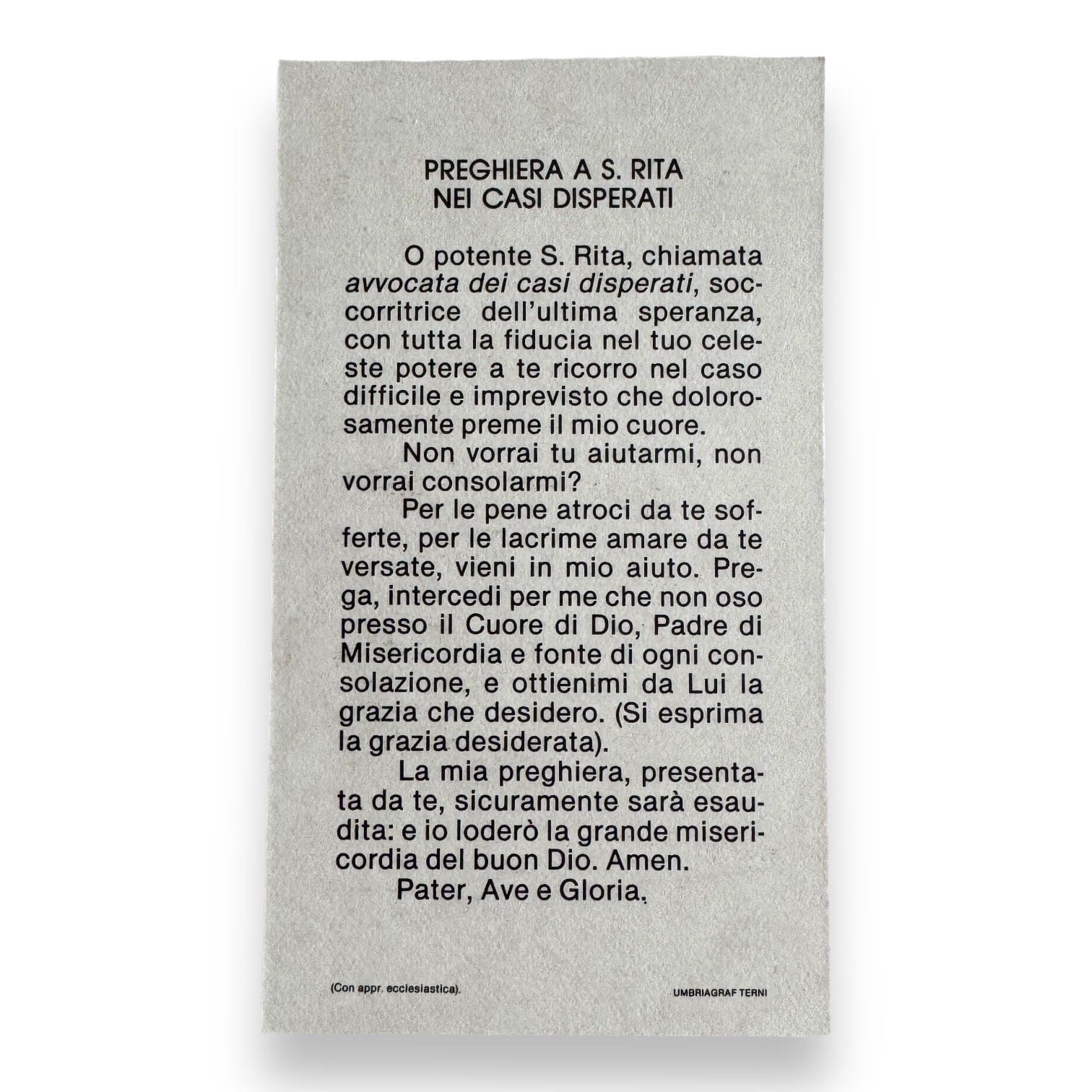 Santa Rita Relic Prayer Card - For Desperate Cases | Catholically