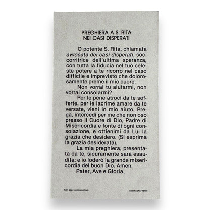 Santa Rita Relic Prayer Card - For Desperate Cases | Catholically
