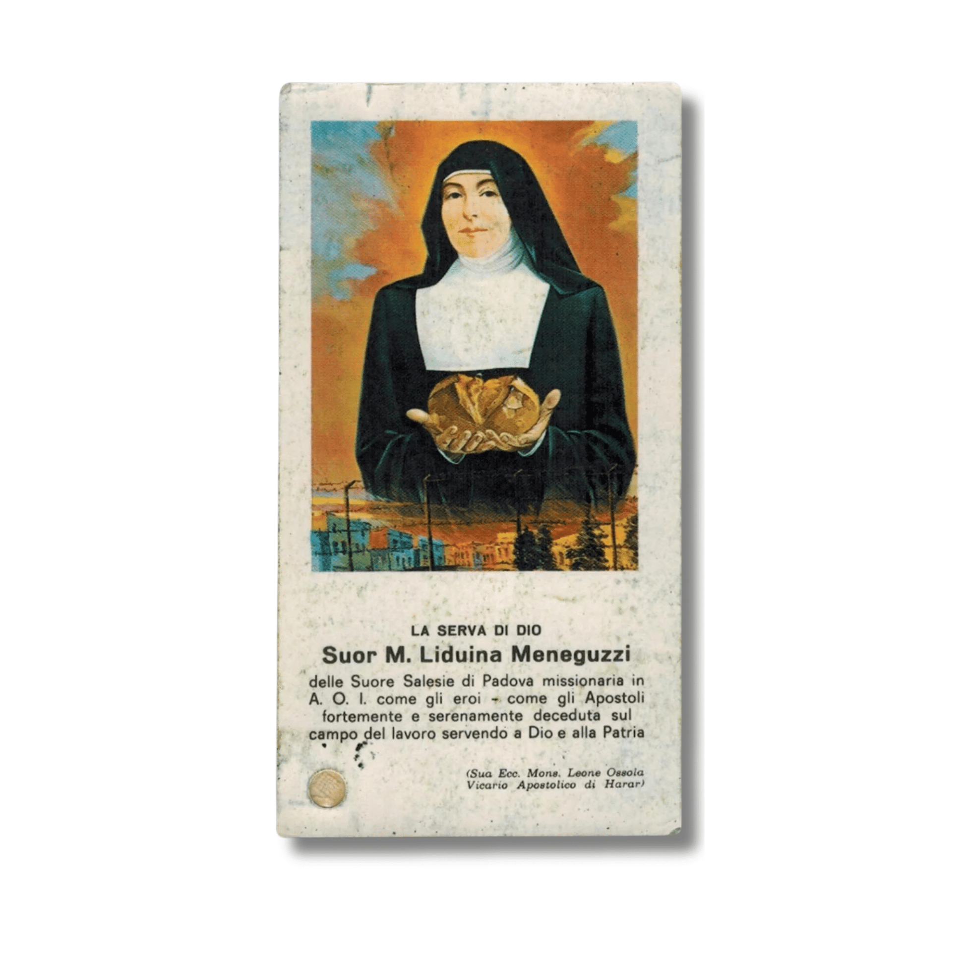 Servant of God Sister Maria Liduina Meneguzzi Prayer Card with Relic | Catholically