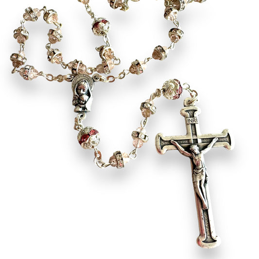 Shiny Bohemian Crystal Rosary - Blessed by Pope | Catholically