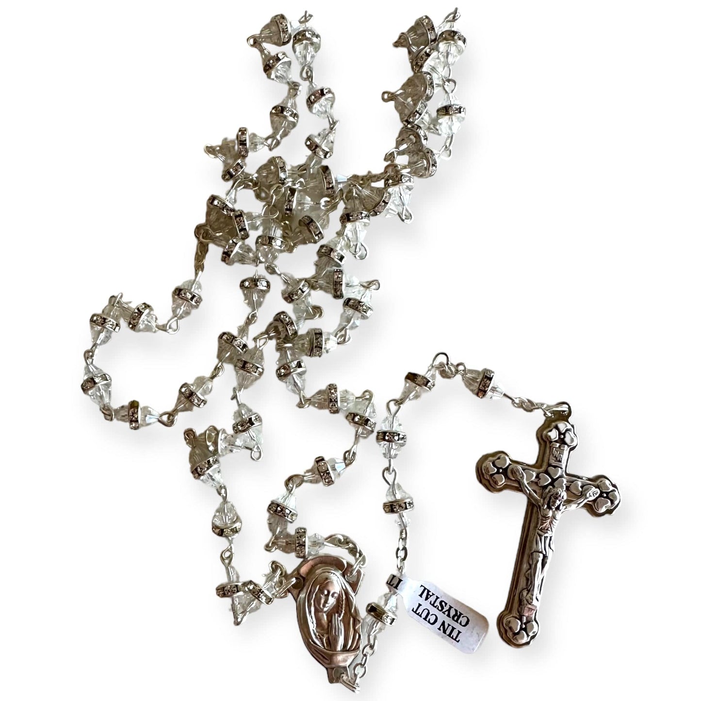 Sparkling Crystal Rosary - Rhinestone - Blessed By Pope | Catholically