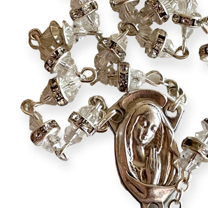 Sparkling Crystal Rosary - Rhinestone - Blessed By Pope | Catholically