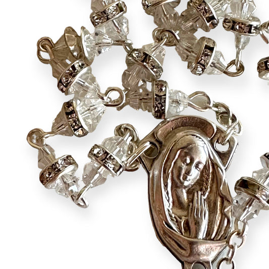 Sparkling Crystal Rosary - Rhinestone - Blessed By Pope | Catholically