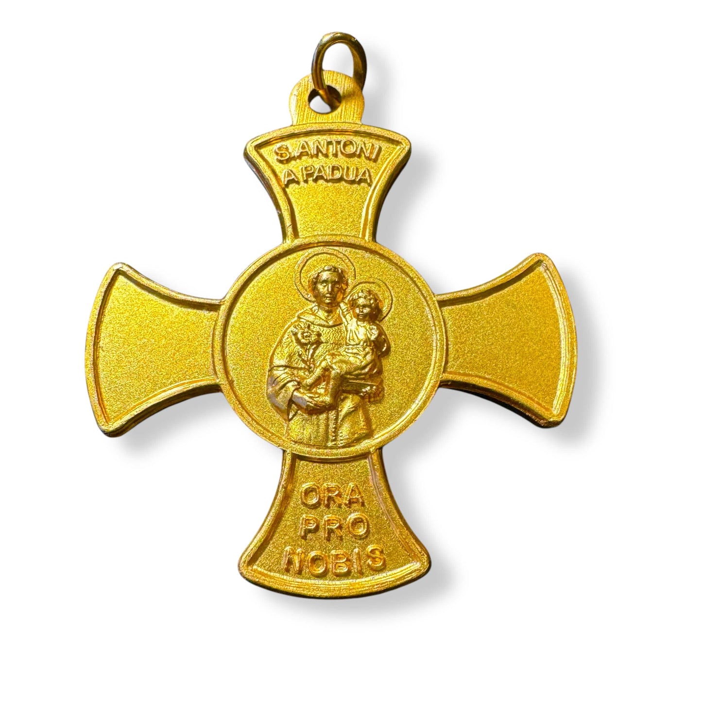 St. Anthony of Padua Cross 925 Silver Medal Gold Plated – 1892 Leo XIII Blessing | Catholically