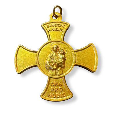 St. Anthony of Padua Cross 925 Silver Medal Gold Plated – 1892 Leo XIII Blessing | Catholically