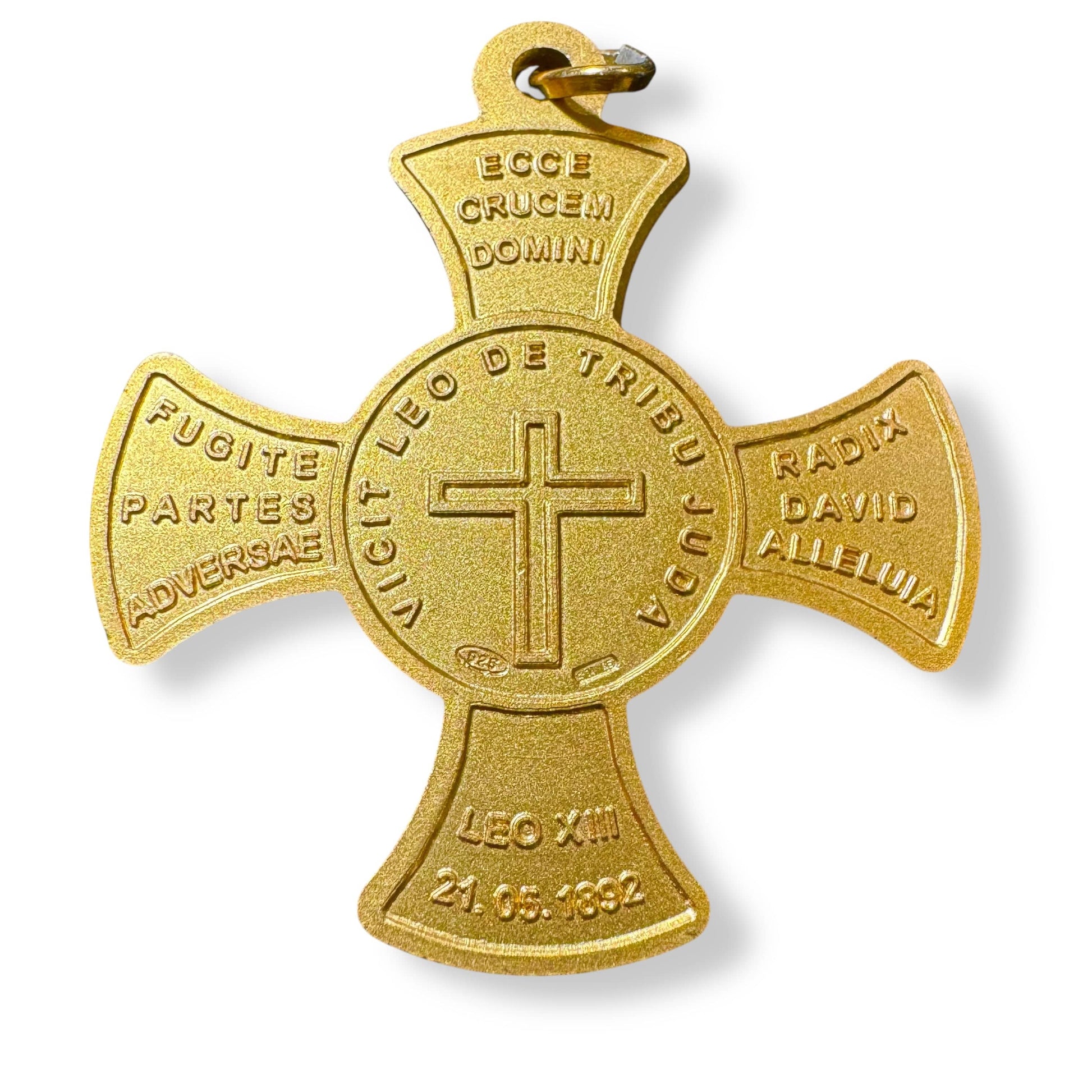 St. Anthony of Padua Cross 925 Silver Medal Gold Plated – 1892 Leo XIII Blessing | Catholically