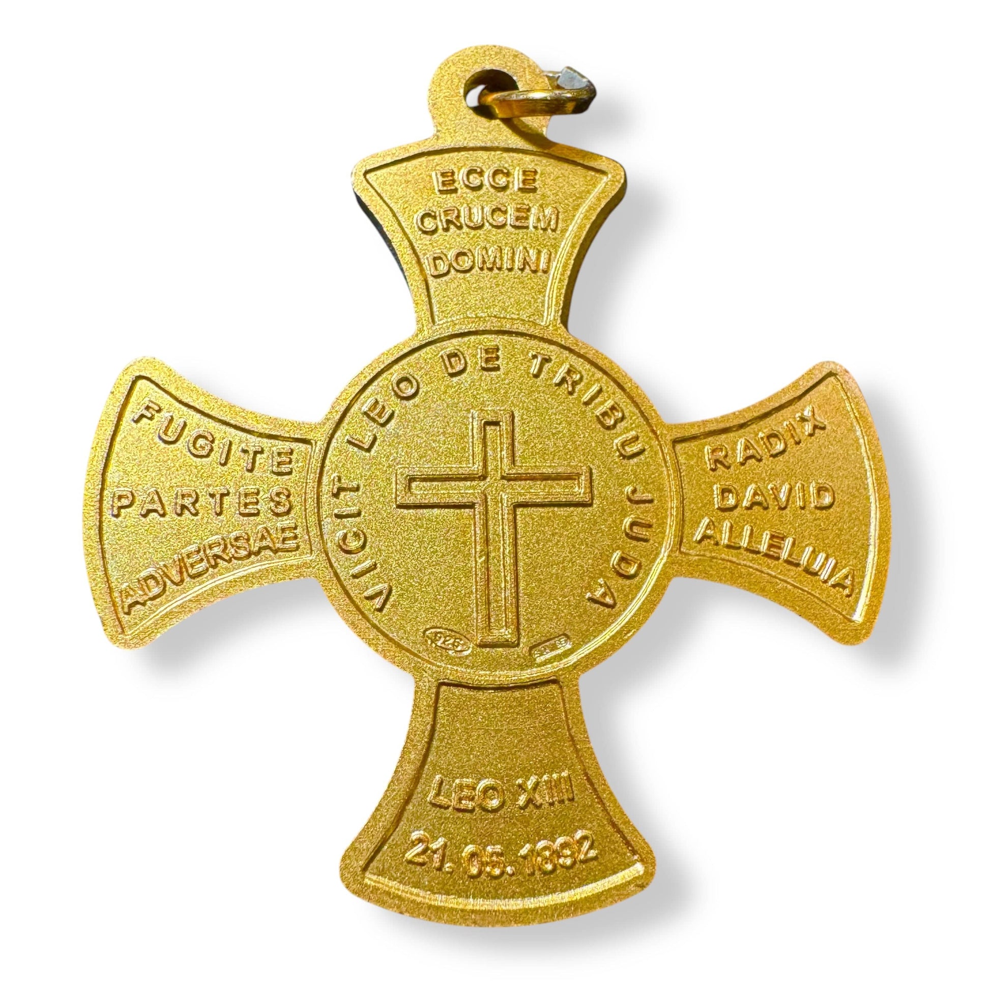 St. Anthony of Padua Cross 925 Silver Medal Gold Plated – 1892 Leo XIII Blessing | Catholically
