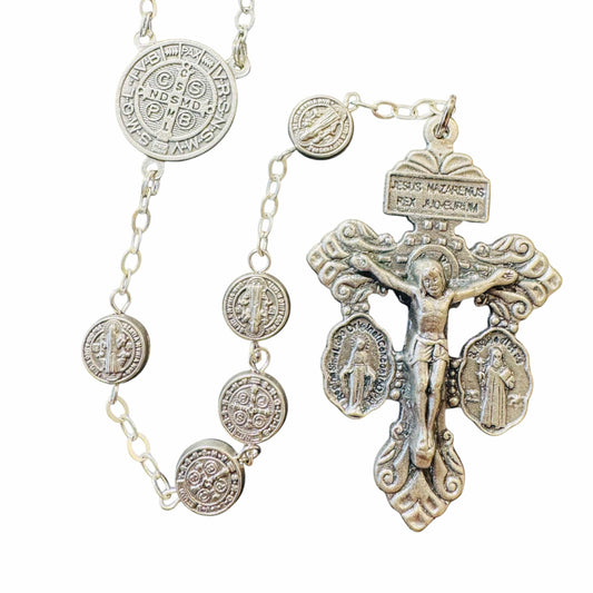 St. Benedict "Benito" Metal Rosary  Catholic Exorcism  Blessed by Pope | Catholically