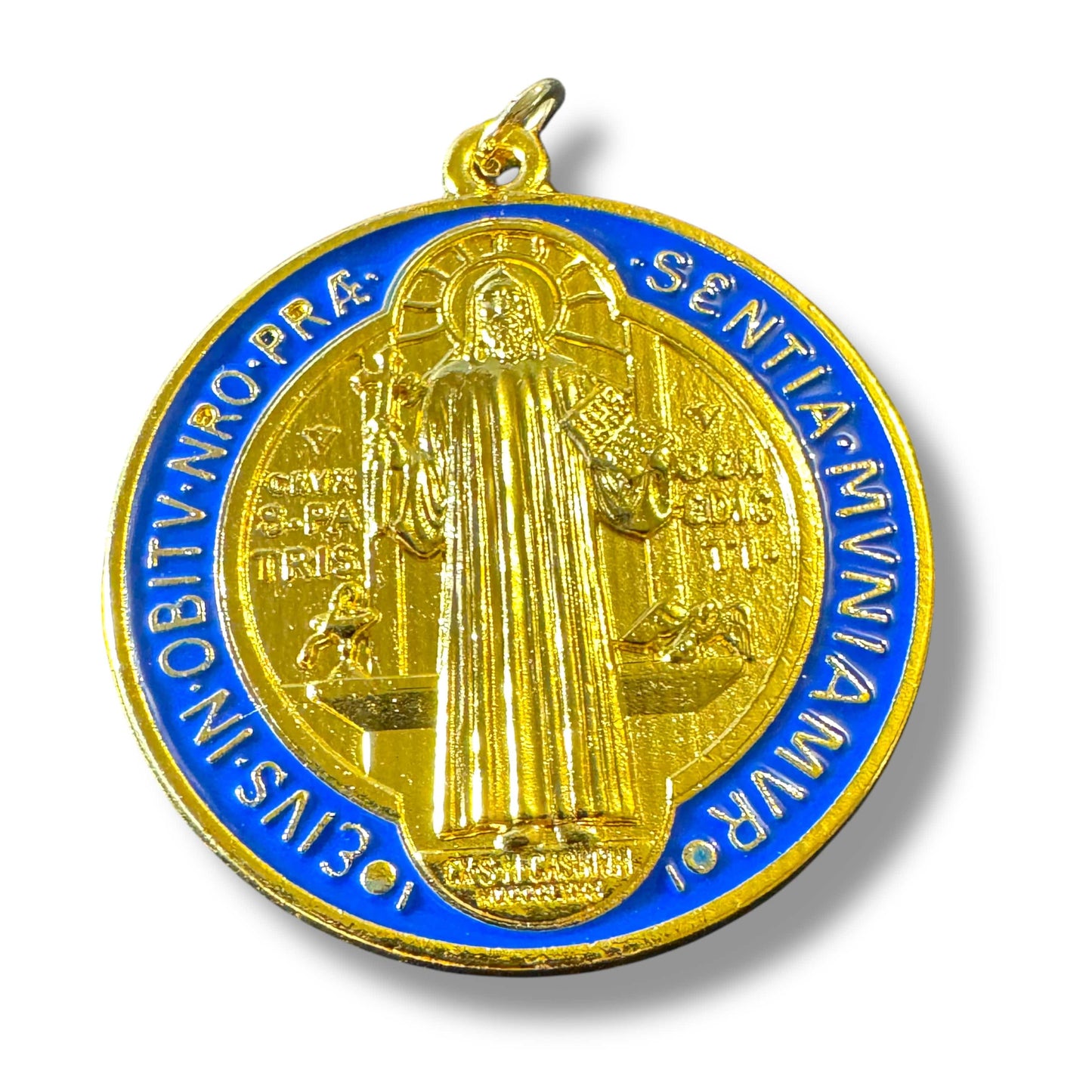 St Benedict Enamel 1" 1/2 Brass Medal - Catholic - Protection- Blessed By Pope | Catholically