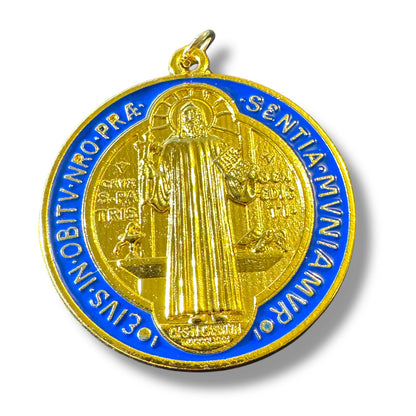 St Benedict Enamel 1" 1/2 Brass Medal - Catholic - Protection- Blessed By Pope | Catholically