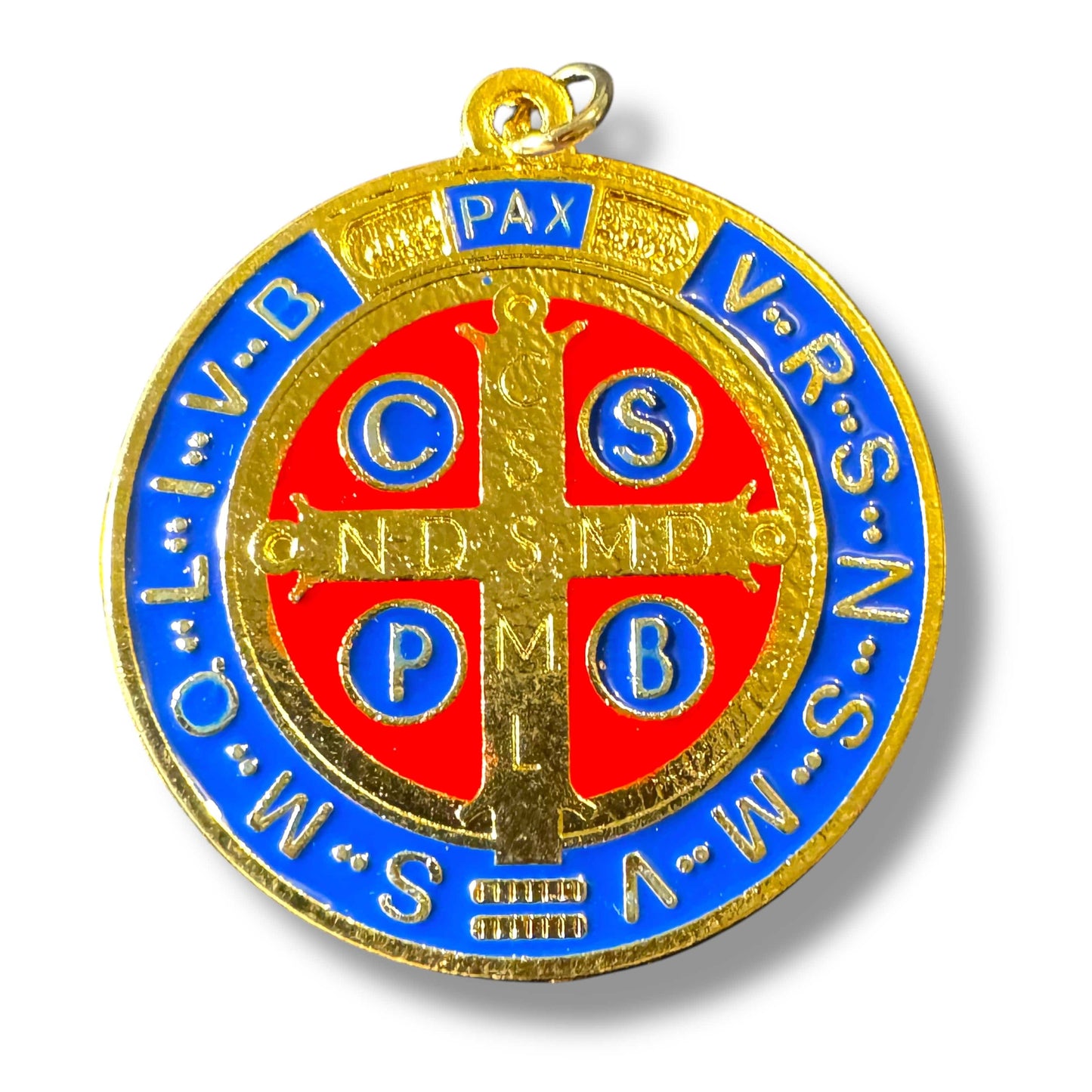 St Benedict Enamel 1" 1/2 Brass Medal - Catholic - Protection- Blessed By Pope | Catholically