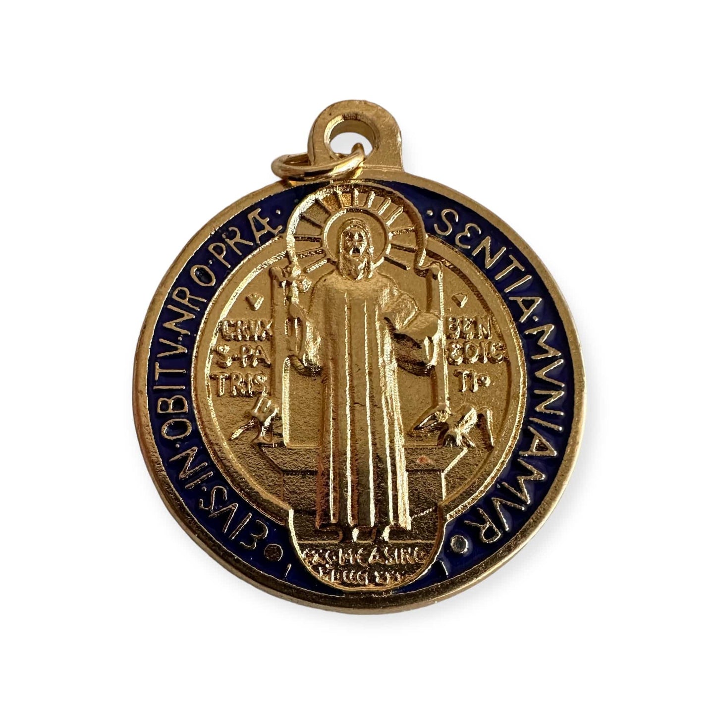 St Benedict Enamel 1" 1/4 Brass Medal - Catholic - Protection- Blessed By Pope | Catholically