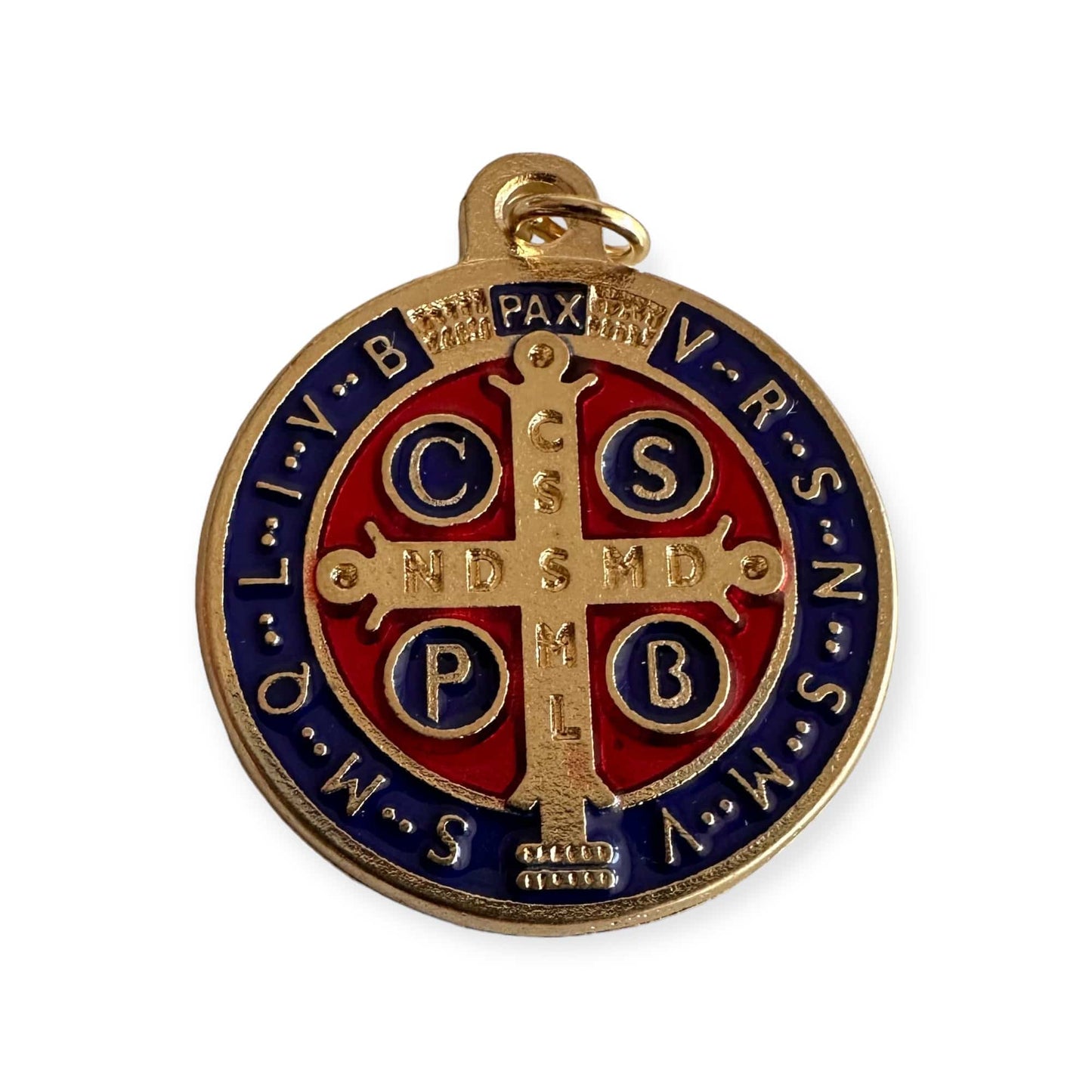St Benedict Enamel 1" 1/4 Brass Medal - Catholic - Protection- Blessed By Pope | Catholically