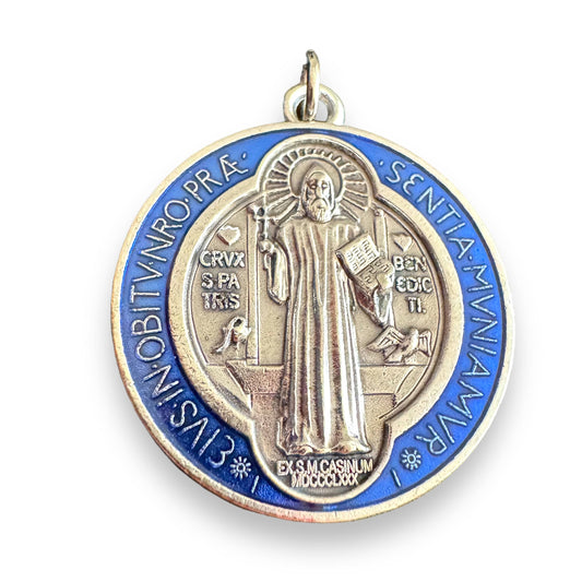 St. Benedict Enamel 1" 1/4 Medal Catholic Exorcism - Blessed By Pope | Catholically