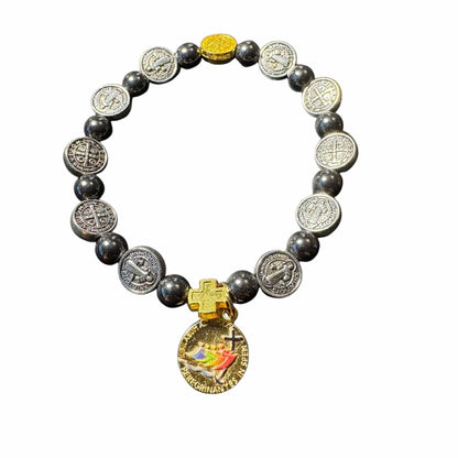 St. Benedict Hematite Bracelet with Jubilee of Hope 2025 Medal - Blessed By Pope | Catholically