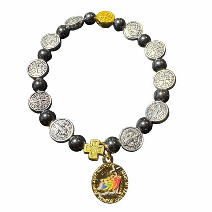 St. Benedict Hematite Bracelet with Jubilee of Hope 2025 Medal - Blessed By Pope | Catholically