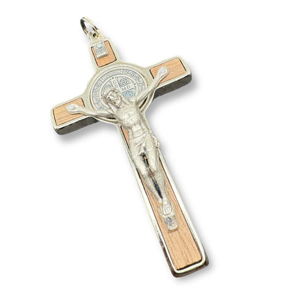 St. Benedict 3" Wood Crucifix - Exorcism -High Quality Cross Blessed By Pope | Catholically