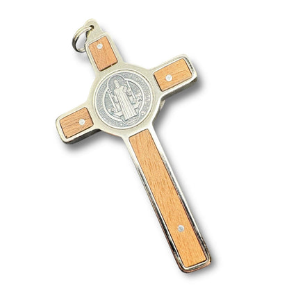 St. Benedict 3" Wood Crucifix - Exorcism -High Quality Cross Blessed By Pope | Catholically