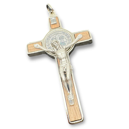 St. Benedict 3" Wood Crucifix - Exorcism -High Quality Cross Blessed By Pope | Catholically
