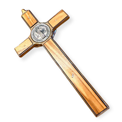 St. Benedict wood 7.5" Crucifix - Exorcism - Cross - Blessed | Catholically