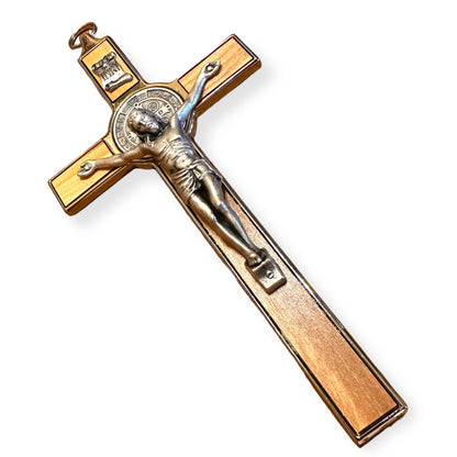 St. Benedict wood 7.5" Crucifix - Exorcism - Cross - Blessed | Catholically