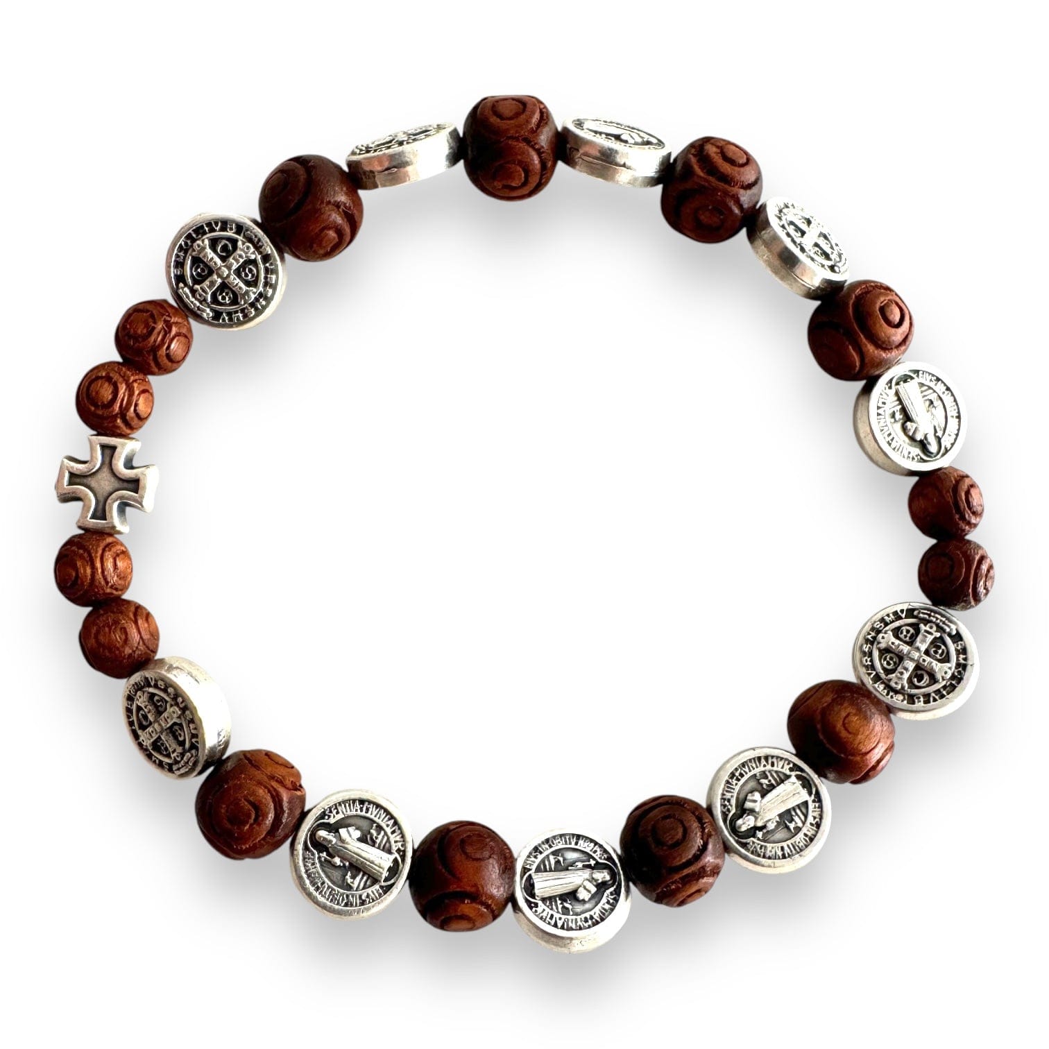 St. Benedict Wooden Bracelet  - Medalla San Benito - Blessed | Catholically