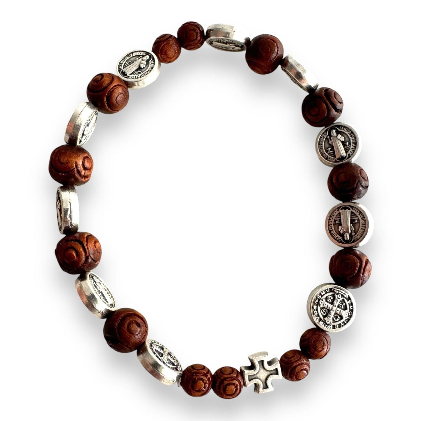 St. Benedict Wooden Bracelet  - Medalla San Benito - Blessed | Catholically