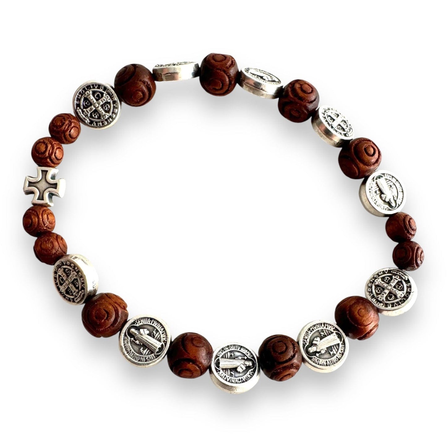 St. Benedict Wooden Bracelet  - Medalla San Benito - Blessed | Catholically