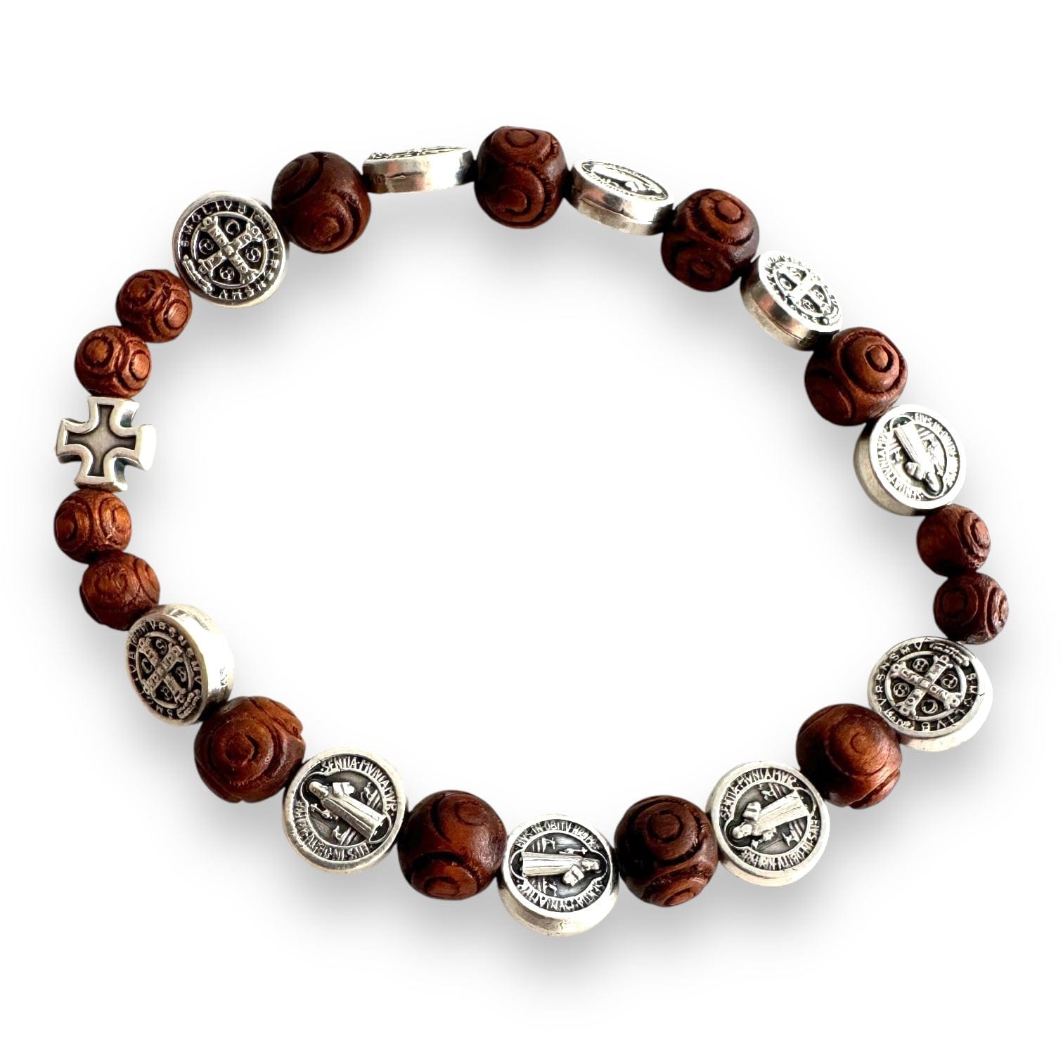 St. Benedict Wooden Bracelet  - Medalla San Benito - Blessed | Catholically