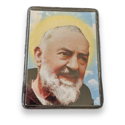 St. Father Pio St. Padre Pio Vintage Laminated Holy Card w/ 2nd Class Relic | Catholically