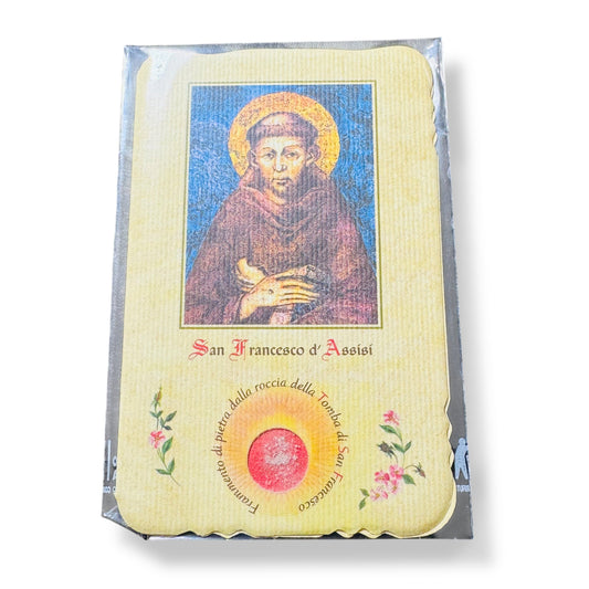 St. Francis Of Assisi 2nd Class Relic - Holy Card - Rock Fragment Of The Tomb | Catholically