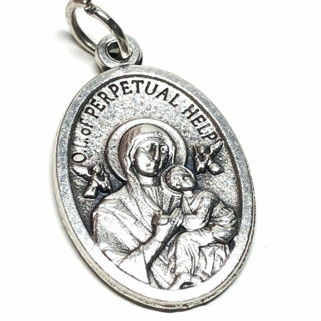 St. Gerard & Our Lady Of Perpetual Help  Silver Oxidized Medal Pendant | Catholically