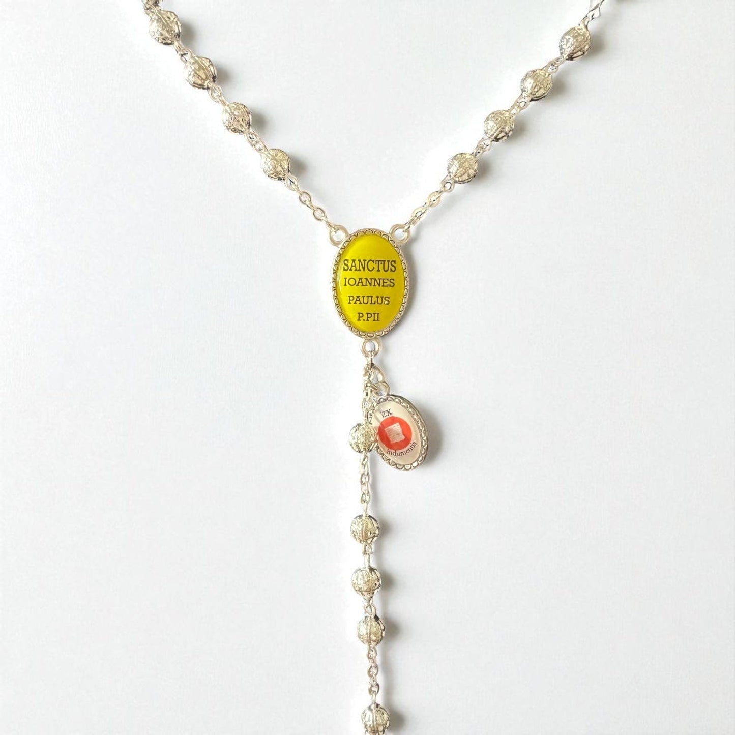St. John Paul II Pope - Canonization - St. JPII Filigree Relic Medal Rosary | Catholically