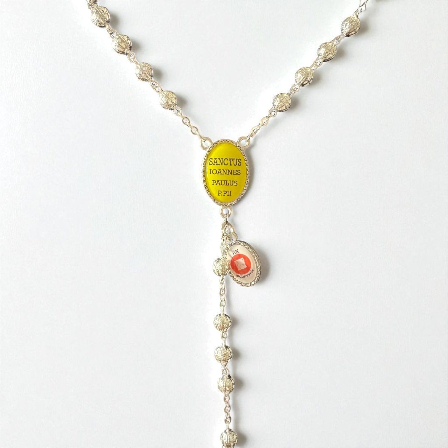 St. John Paul II Pope - Canonization - St. JPII Filigree Relic Medal Rosary | Catholically