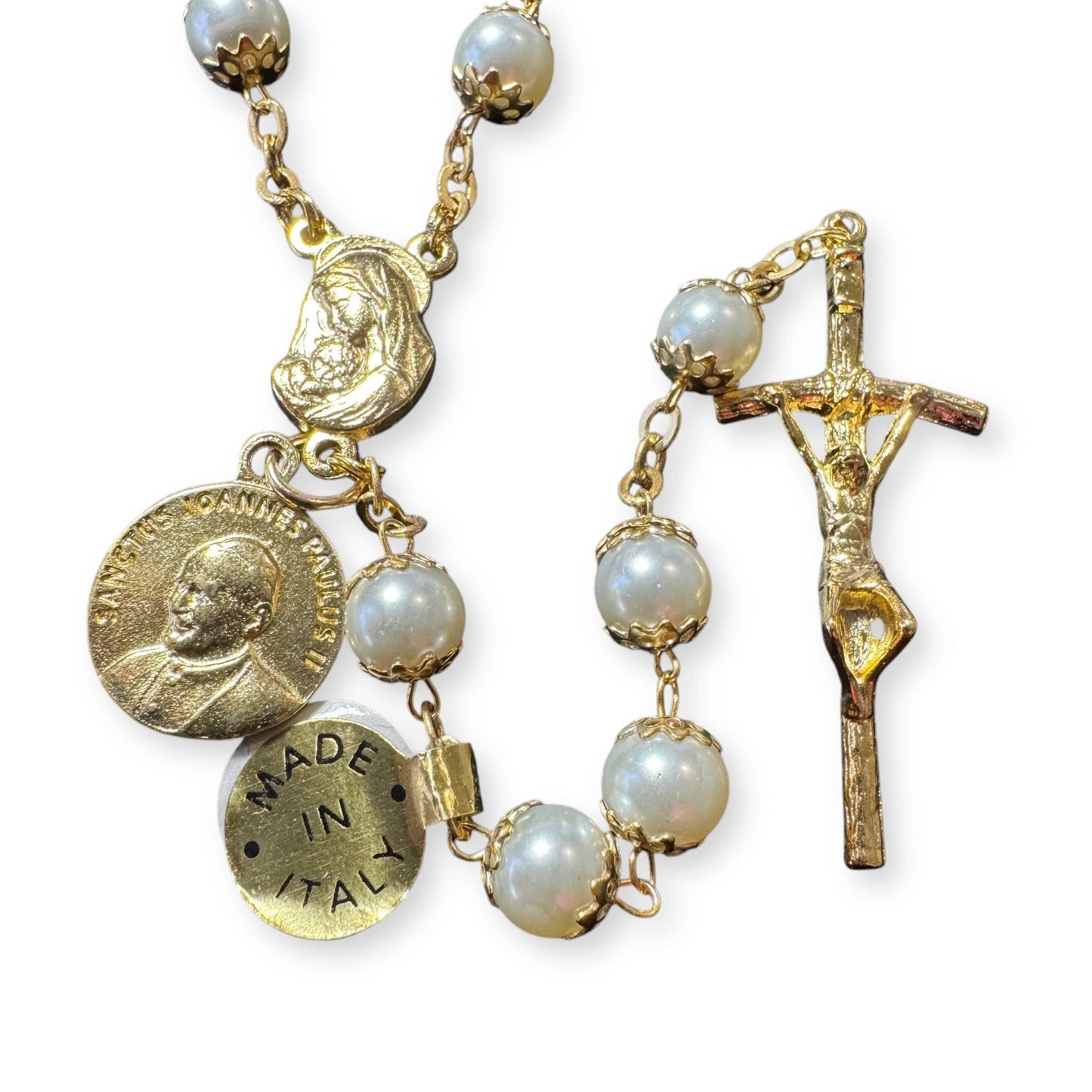 St.John Paul II Pope - Relic Rosary Ex-Indumentis - Canonization Saint JpII | Catholically