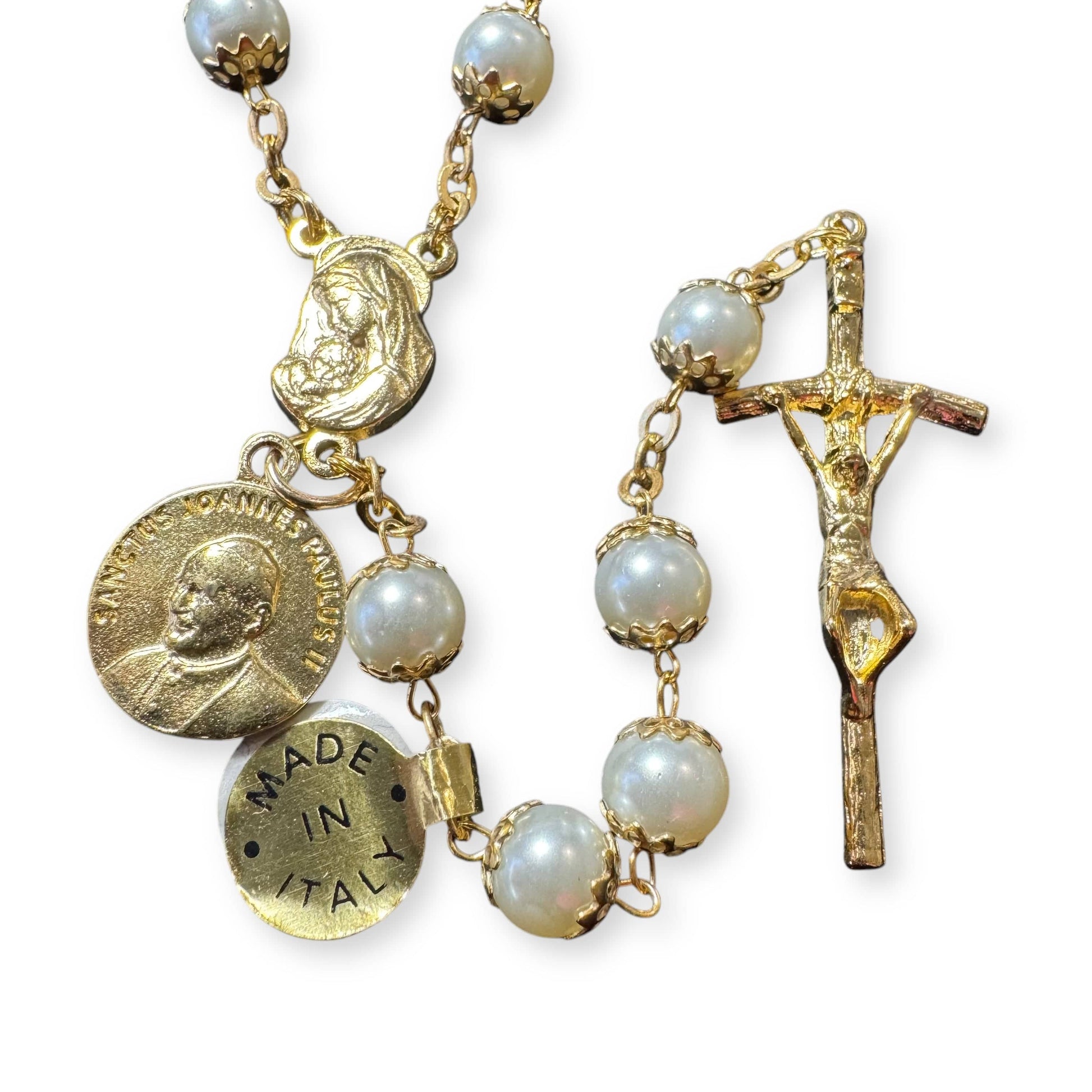 St.John Paul II Pope - Relic Rosary Ex-Indumentis - Canonization Saint JpII | Catholically