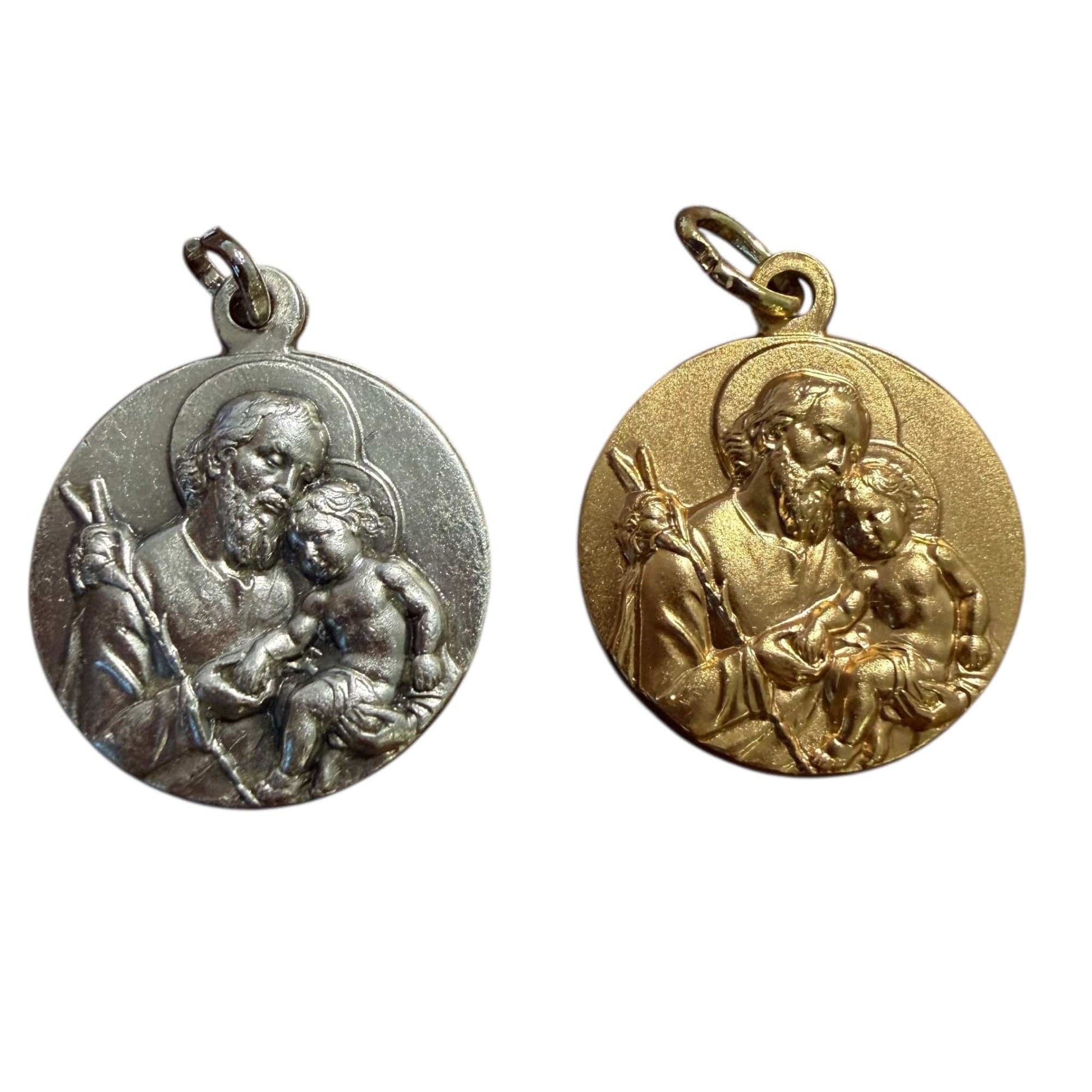 St. Joseph and Our Lady Medal – Gold-Tone Catholic Pendant | Catholically