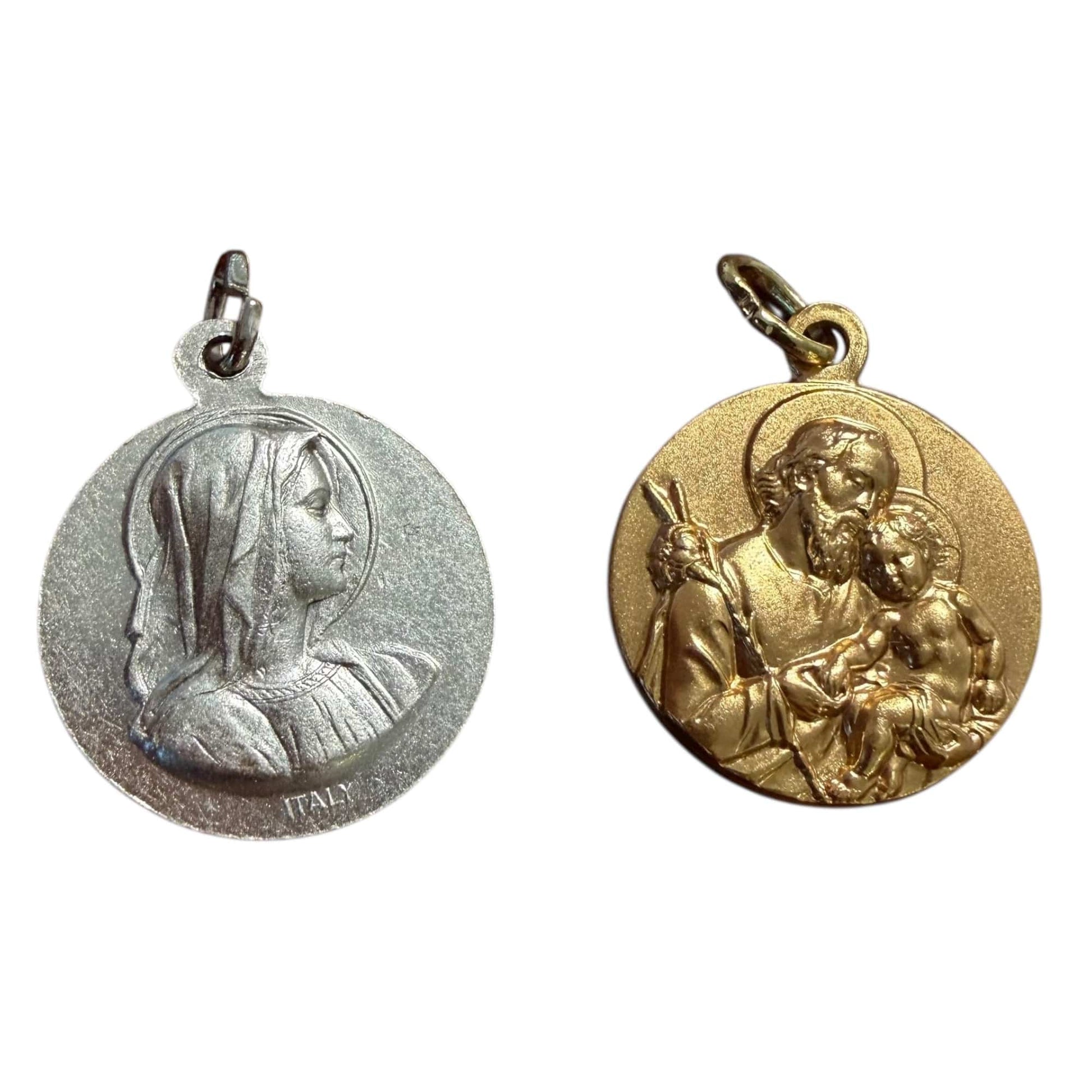 St. Joseph and Our Lady Medal – Gold-Tone Catholic Pendant | Catholically