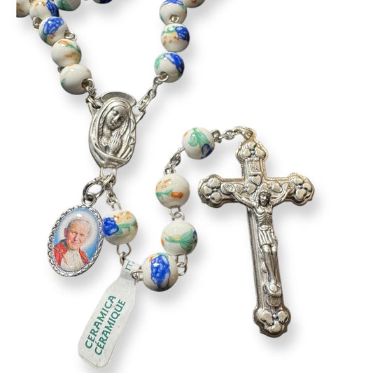 St. JPII Ceramic Rosary - Catholic Prayer Beads - Blessed by Pope | Catholically