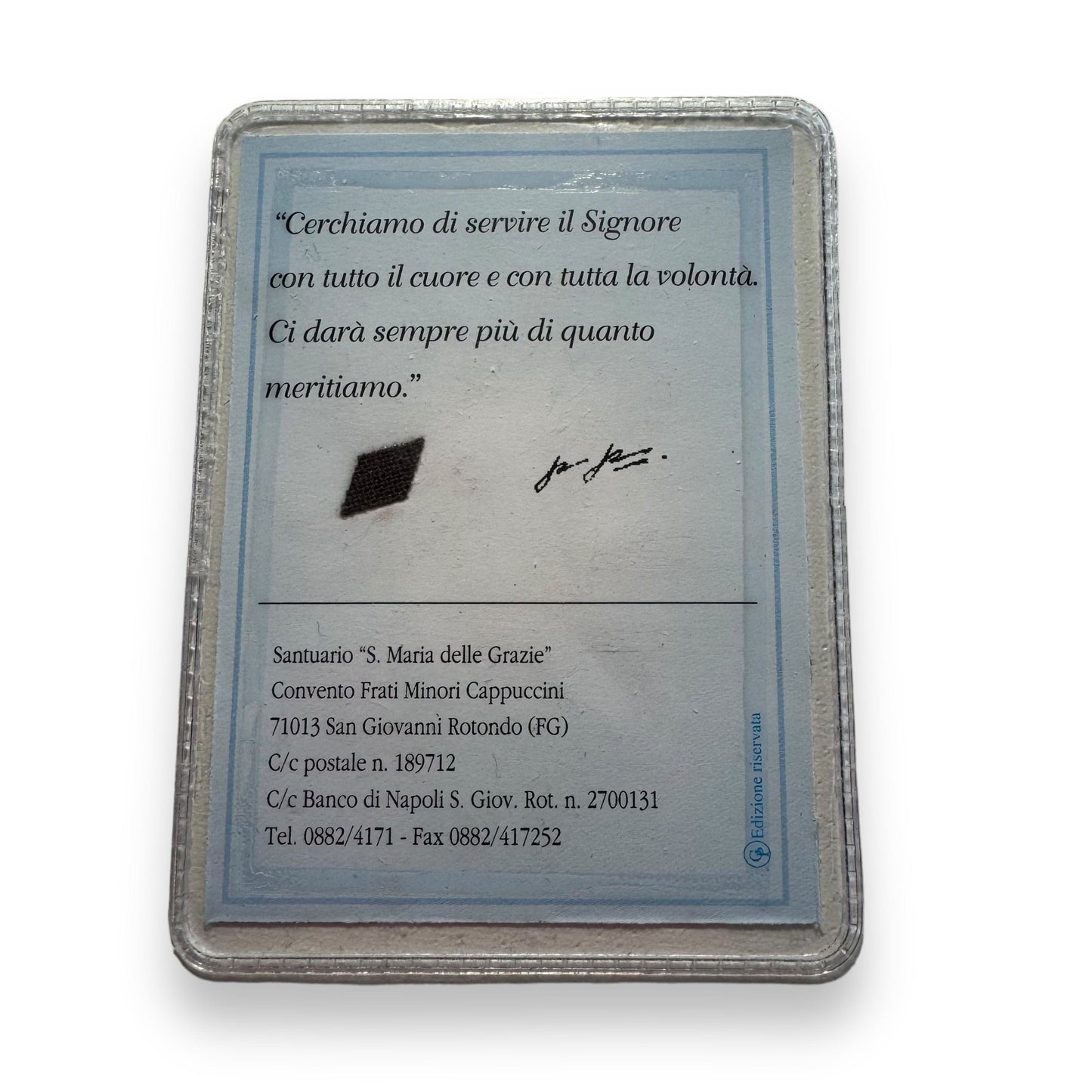 St. Padre Pio Old Vintage Holy Card - Relic Of St. Father Pio of Pietrelecina | Catholically
