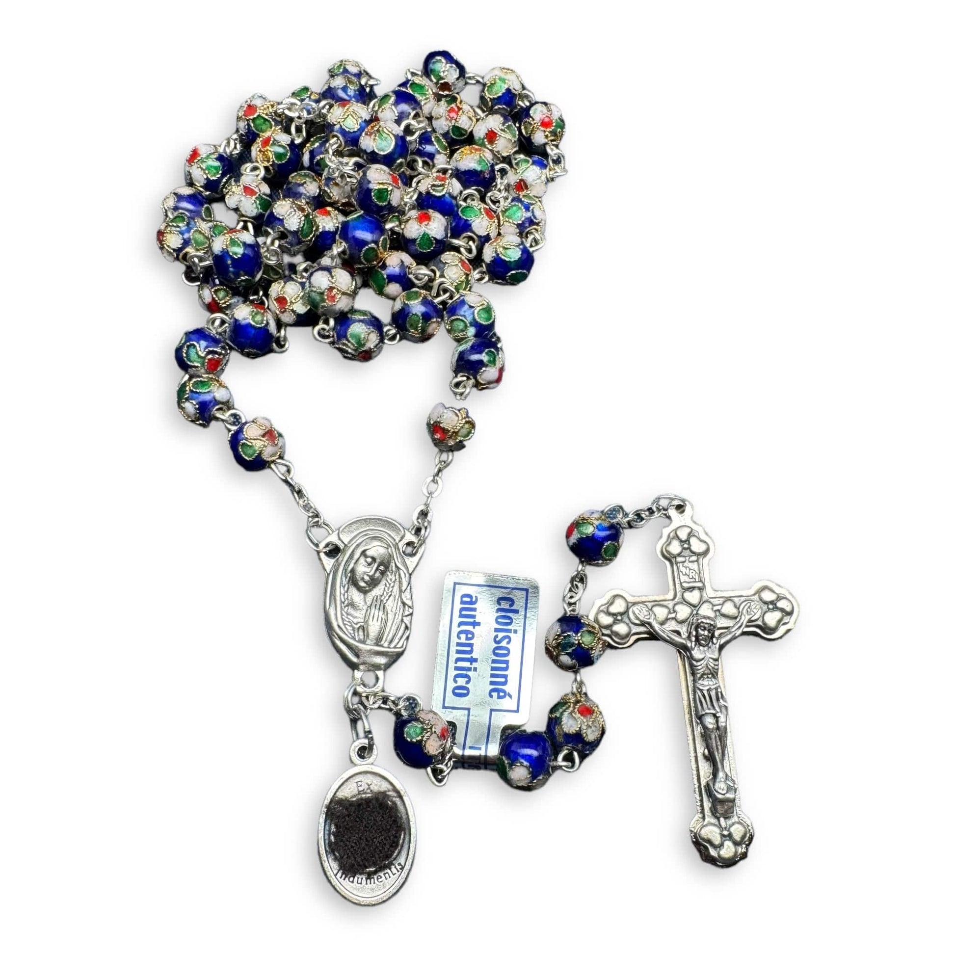 St. Padre Pio Relic Blue Cloisonne Rosary  - Blessed by Pope | Catholically