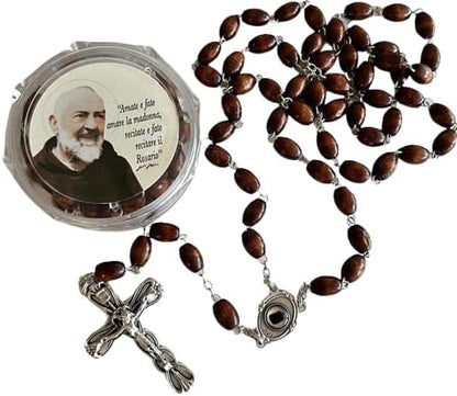 St. Padre Pio Relic Rosary Blessed By Pope Leo XIV w/ 2nd Class Relic | Catholically