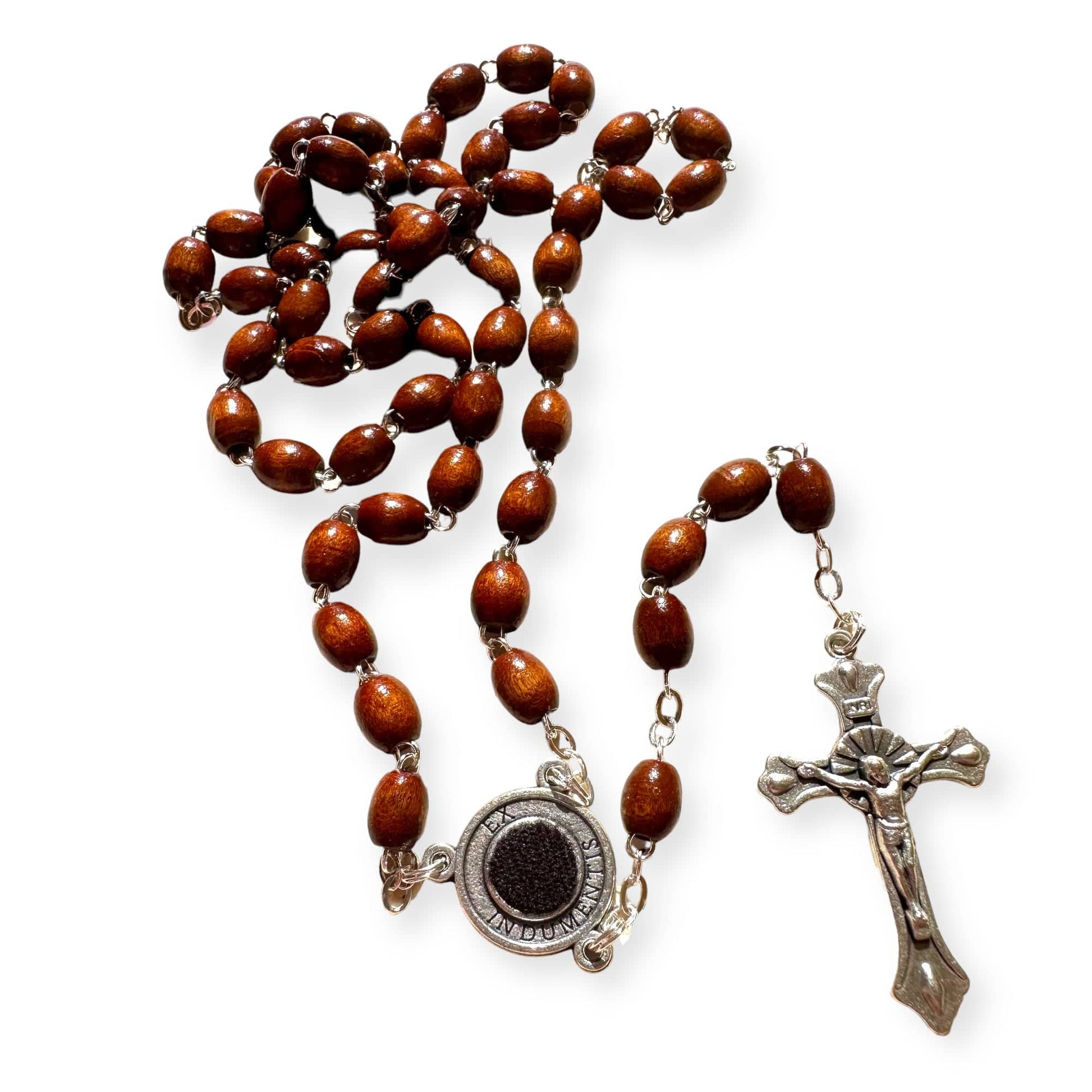 St. Padre Pio Relic Rosary Blessed By Pope w/ 2nd Class Relic - St. Father Pio | Catholically